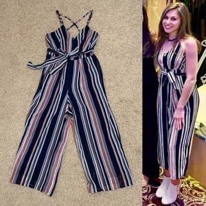 🍑 Striped Wide Leg Jumpsuit
